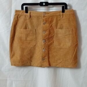 Women's BooHoo Corduroy Mini Skirt 12 Mustard Tan, Preowned